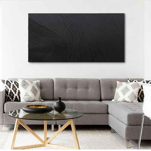 Canvas Wall Art Decor Modern Textured Wall Art Decor Canvas Art Wall Decor Black Silence Wall Painting Decorations Artwork Wall Art Prints for Room Living Room Bedroom Office Decor 24"X48"