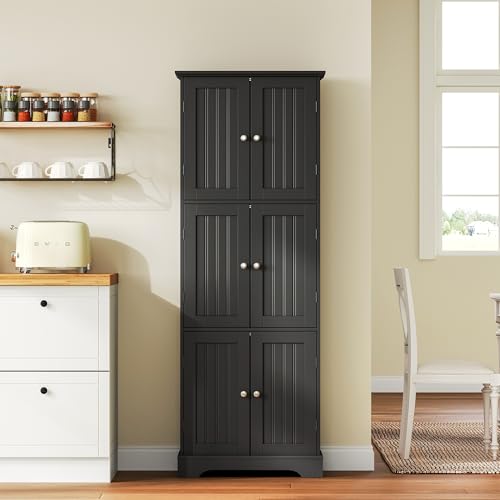 63.2" Tall Bathroom Storage Cabinet with 6 Doors