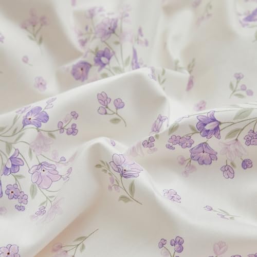 Vintage Floral Comforter Set Queen Purple Flower Bedding Comforter for Queen Bed Boho Garden Floral Botanical Comforter with 2 Pillowcases Farmhouse Bedding Girls Floral Comfy Comforter Set
