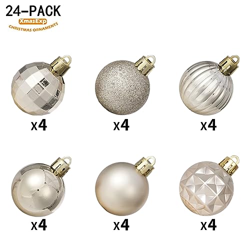 24ct Champagne Christmas Ornaments for Tree Decorations (24 Count)