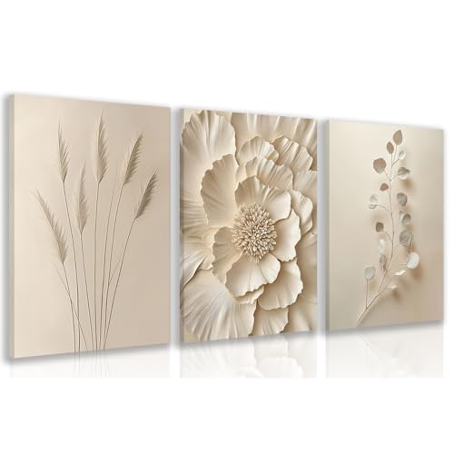 Wrapped Canvas Neutral Beige Botanical Wall Art Set of 3 (3 Count)
