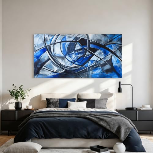 Abstract Wall Art Decor Wall Art Pictures for Living Room Abstract Canvas Art Wall Decor Modern Blue Wall Art Prints Artwork for Walls Black and White Wall Art Decorations Home Office Decor 20" X 40"