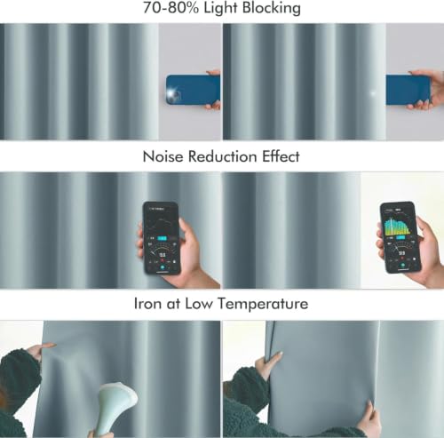 Slate Blue Back Tab Blackout Curtains 52x63 Inches Long 2 Panels Set (2 Count)