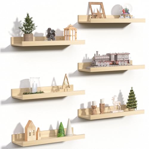 Floating Shelves for Wall Decor Storage (6 Count)