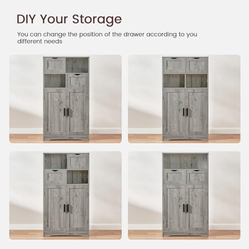 Storage Cabinet with 2 Drawers & 2 Adjustable Shelves