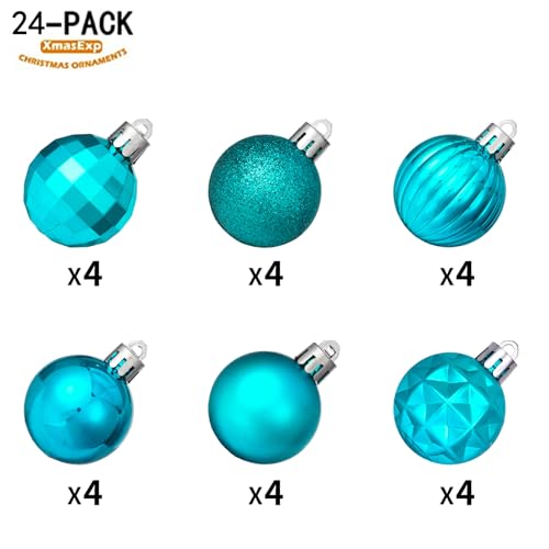 24ct Blue Christmas Ball Ornaments for Tree Decorations (24 Count)
