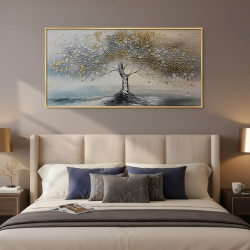 Large Gold Framed Tree of Life Wall Art for Living Room