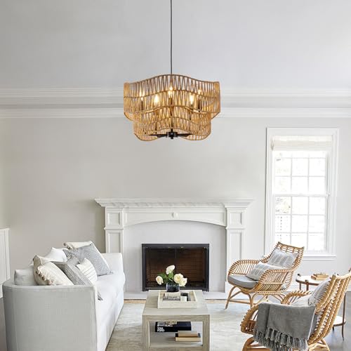19.68" Large Rattan Chandelier