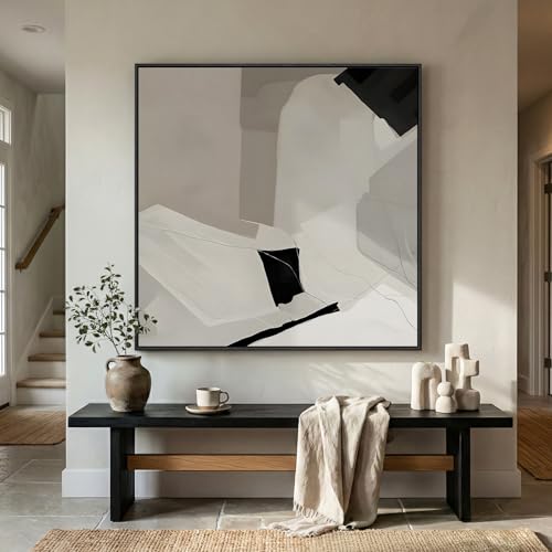 Extra Large Framed Black White Abstract Wall Art for Living Room