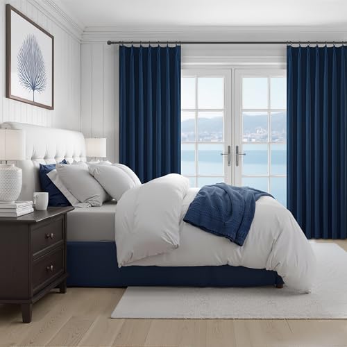 Navy Blue Blackout Curtains 84 Inch Length for Kids (2 Count)