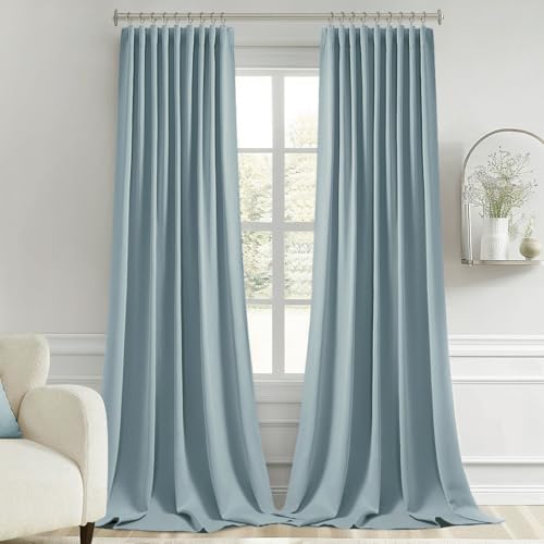Slate Blue Back Tab Blackout Curtains 52x120 Inch Long 2 Panels Set (2 Count)