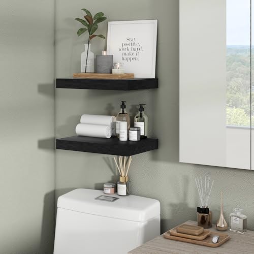 Floating Shelves 15.7" W x 10.3" D Black Set of 2 (2 Count)