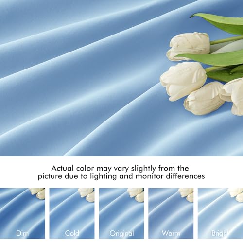 Sky Blue Back Tab Blackout Curtains 52x72 Inches Long 2 Panels Set (2 Count)