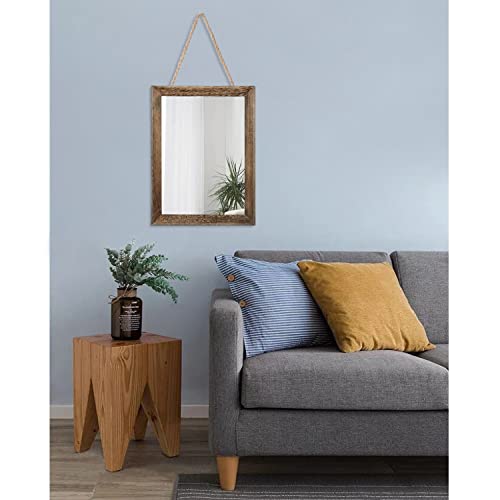 Rustic Wood Mirror Rectangle Decorative Wall Mirrors with Frame