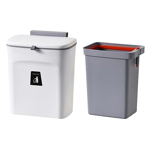 Hanging Kitchen Compost Bin 9l with Inner Bucket Sealed Plastic Trash Can with Lid for Indoor Food Waste Storage Wall-Mounted Household Garbage Container