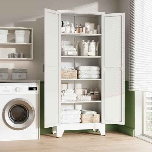 75" H Metal Storage Cabinet with 2 Doors and 4 Shelves