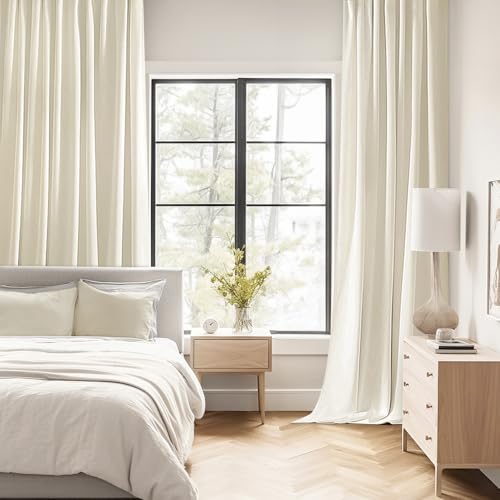 Beige White Back Tab Blackout Curtains 52x84 Inch Length 2 Panel Set (2 Count)