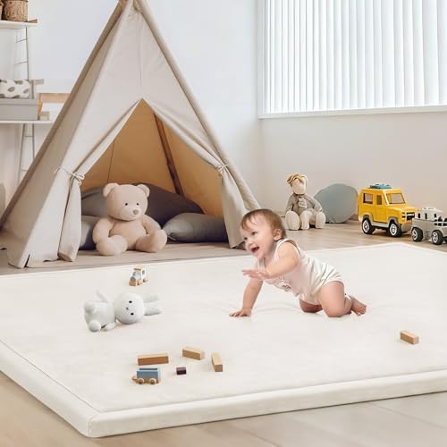 Baby Play Mat for Floor Nursery Rug Muscle Mat Area Rug Playroom Rug 79"x79" Playpen Mat Elastic Foam 1.3" Thick Crawling Mat for Babies