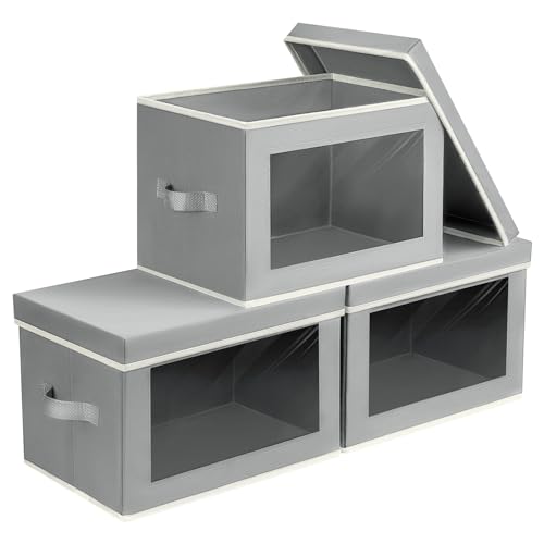 Storage Bins Storage Baskets for Shelves with Window (3 Count)