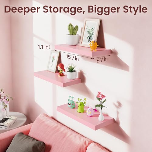 Pink Floating Shelves 15.7in