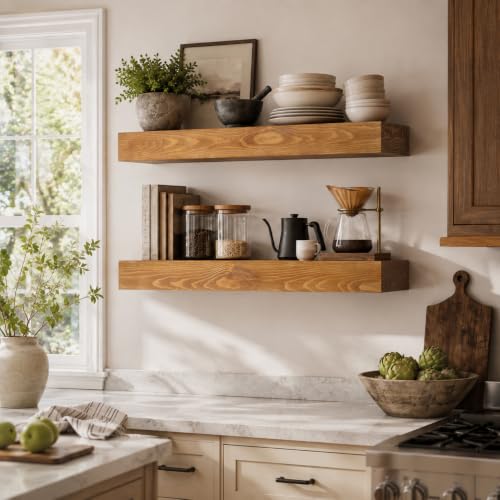 Floating Shelves 3 inch Thick for Wall Set of 2 (2 Count)