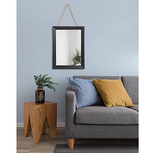 Wall Mirror Black Wood Framed Rectangle Mirrors for Wall 16"x12"