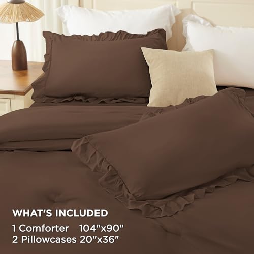 Brown Ruffle Comforter Set King