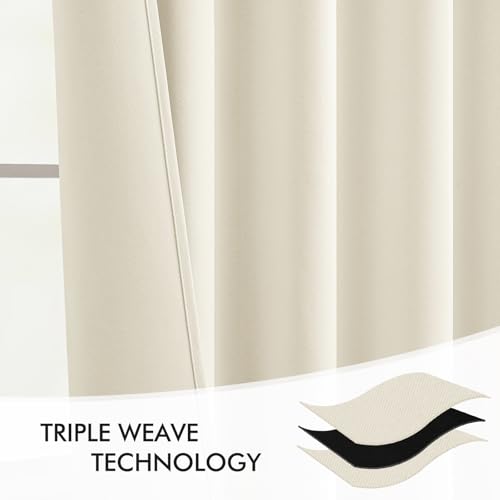 Birch Back Tab Blackout Curtains 52x63 Inches Long 2 Panels Set (2 Count)