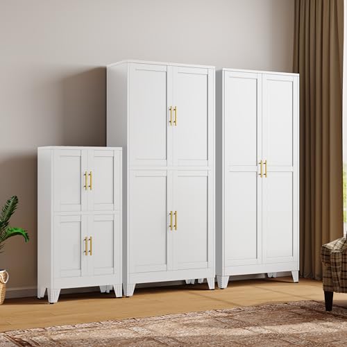 47” White Metal Bathroom Storage Cabinet