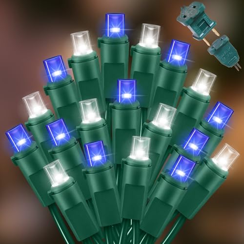 Blue White Christmas Lights Outdoor (100 Count)