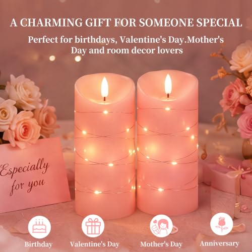 Flameless Candles with String Lights (2 Count)