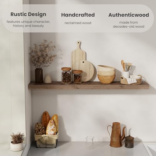 44 Inch Long Solid Wood Floating Shelves for Wall