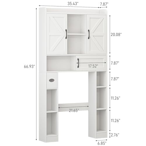 Over The Toilet Cabinet with 2 Barn Doors & Sliding Door