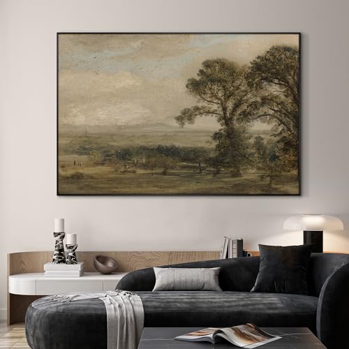 46"x72" Extra Large Framed Wall Art Vintage Landscape with Trees and Distant Horizon for Home Living Room Bedroom Decor