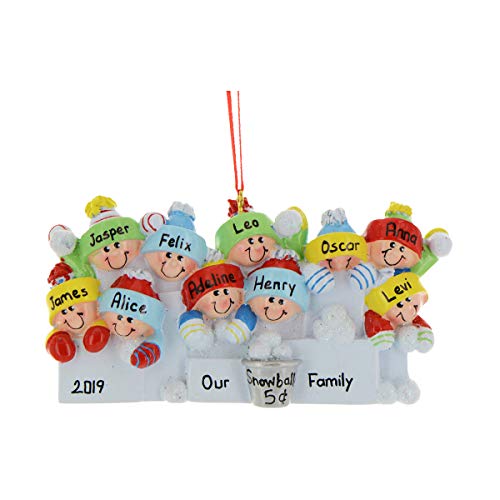 3D Snowball Fight Family of 10 Ornament 2026 Personalized Family Christmas Ornaments 2026