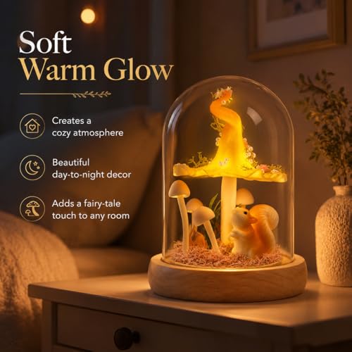 Mushroom Lamp in Glass Dome