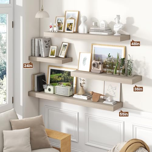 Floating Shelves 35.7" W x 10.3" D Grey Set of 2 (2 Count)