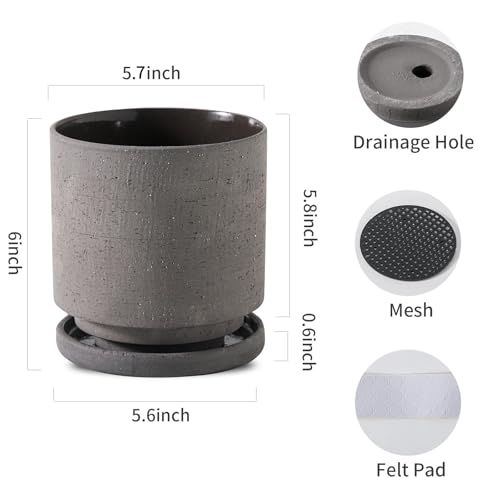 Ceramic Plant Pot Drainage Hole & Saucer for Indoor Plants