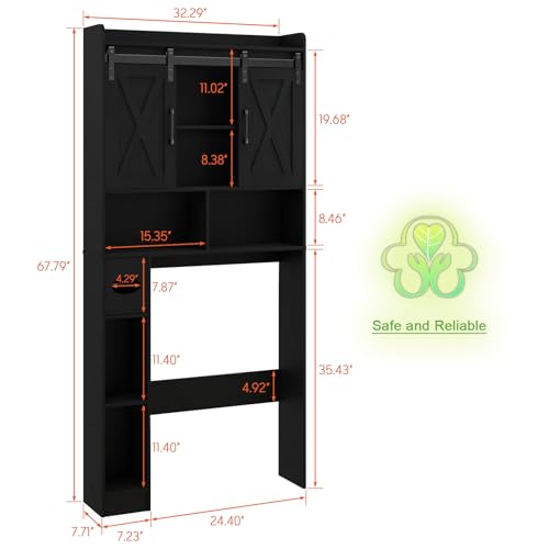 Over The Toilet Storage Cabinet with Sliding Doors