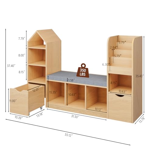 Toy Storage Organizer for Kids Bookshelf with Reading Nook