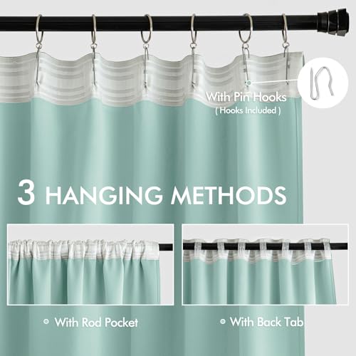 Aqua Back Tab Blackout Curtains 52x120 Inch Long 2 Panels Set (2 Count)