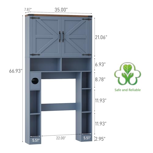 Storage Cabinet Over Toilet with 2 Barn Doors