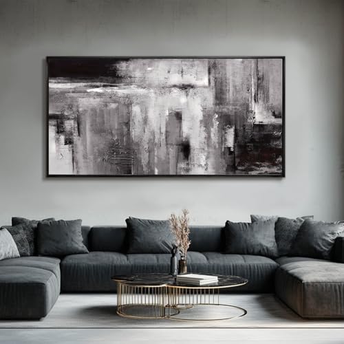 Large Framed Canvas Wall Art Black and White Abstract Art Painting for Bedroom Living Room Wall Decorations 29"x 58" Office Wall Decor
