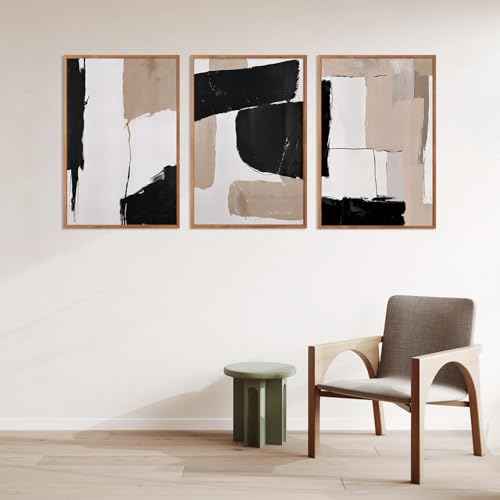 Large Abstract Neutral Framed Canvas Wall Art