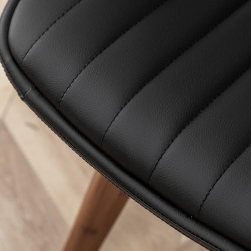 Swivel Dining Room Chairs Set of 2 Mid Century Modern Black Faux Leather Kitchen Chairs with Arms Bamboo Legs Side Chairs No Wheels Bentwood Frame Accent Chair for Dining Rooms and Offices (2 Count)