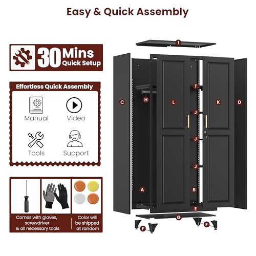 71" Tall Armoire Wardrobe Closet with Lock & Doors