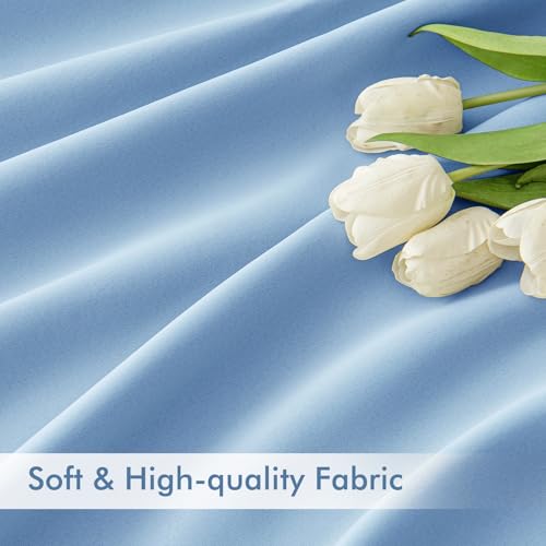 Sky Blue Back Tab Blackout Curtains 52x63 Inches Long 2 Panels Set (2 Count)