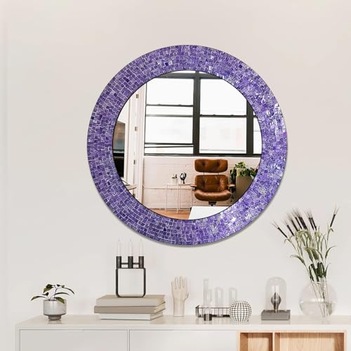24" Round Rainbow Mosaic Wall Mirror