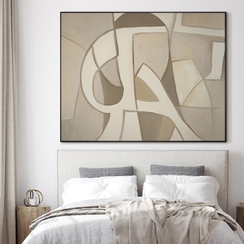 60"x72" Extra Large Framed Wall Art Neutral Abstract Geometric in Mid