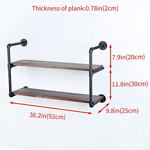 Industrial Pipe Shelves With Wood Planks